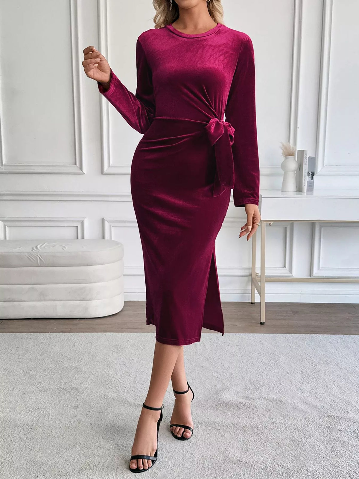 Margot Velvet Maxi Dress Burgundy 4