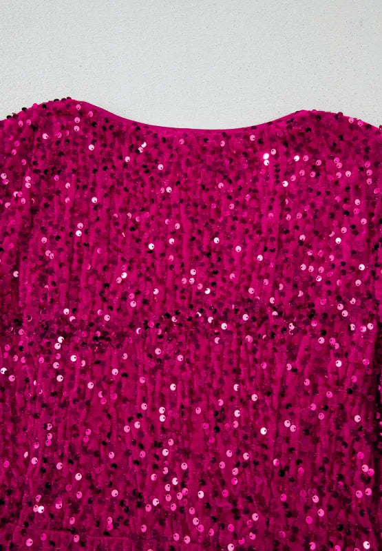 Vera Sequin Surplice Mini Dress Deep Rose 7