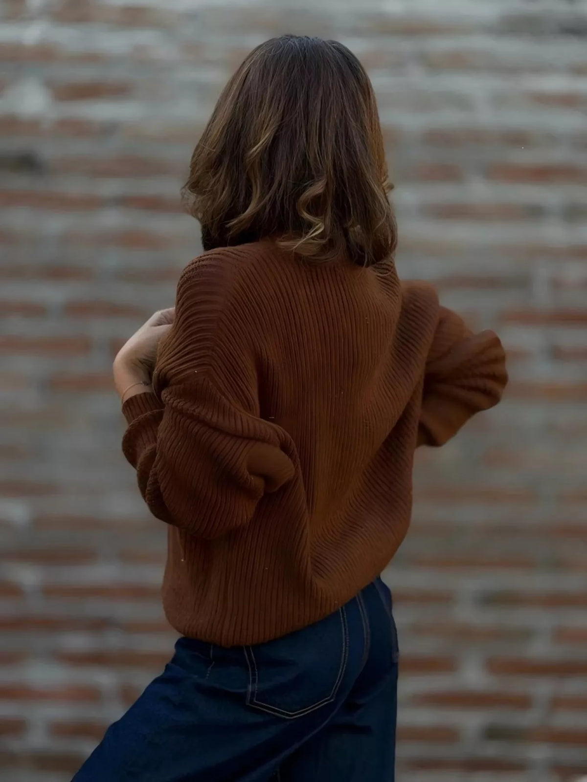 Margot Cardigan in Charcoal Knit Deep Red 5