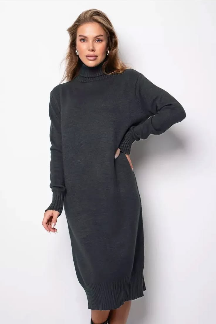 Wren Knit Turtleneck Dress Grey 1