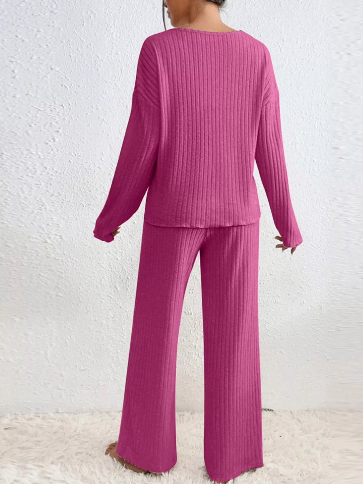Hana Ribbed Knit Set Beige 2