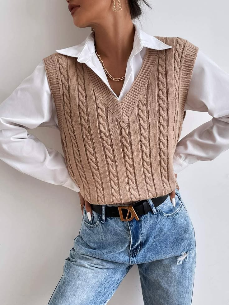 Margot Cable Knit Vest Multi 1