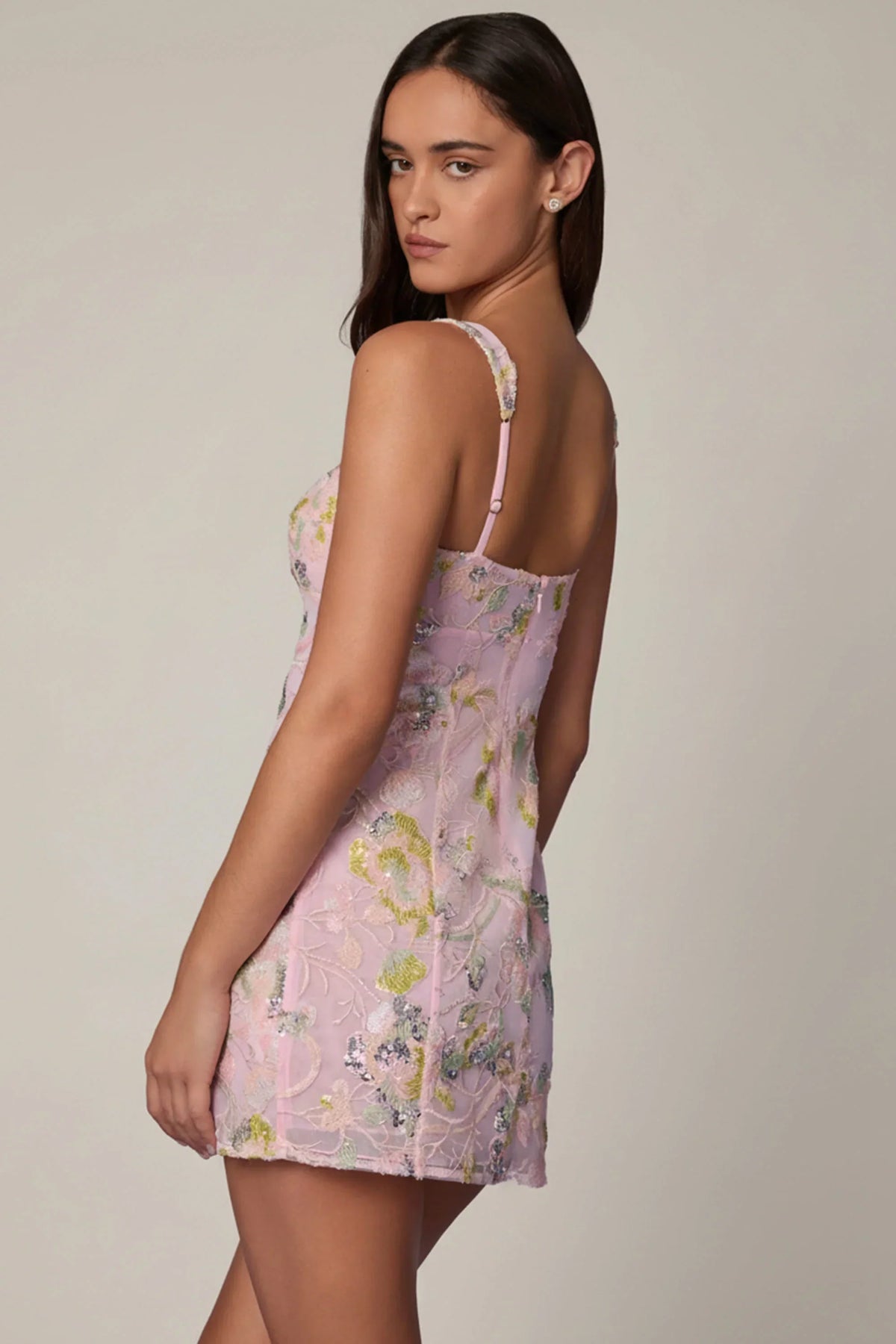 Zinnia Embellished A-Line Mini Dress Soft Pink 2