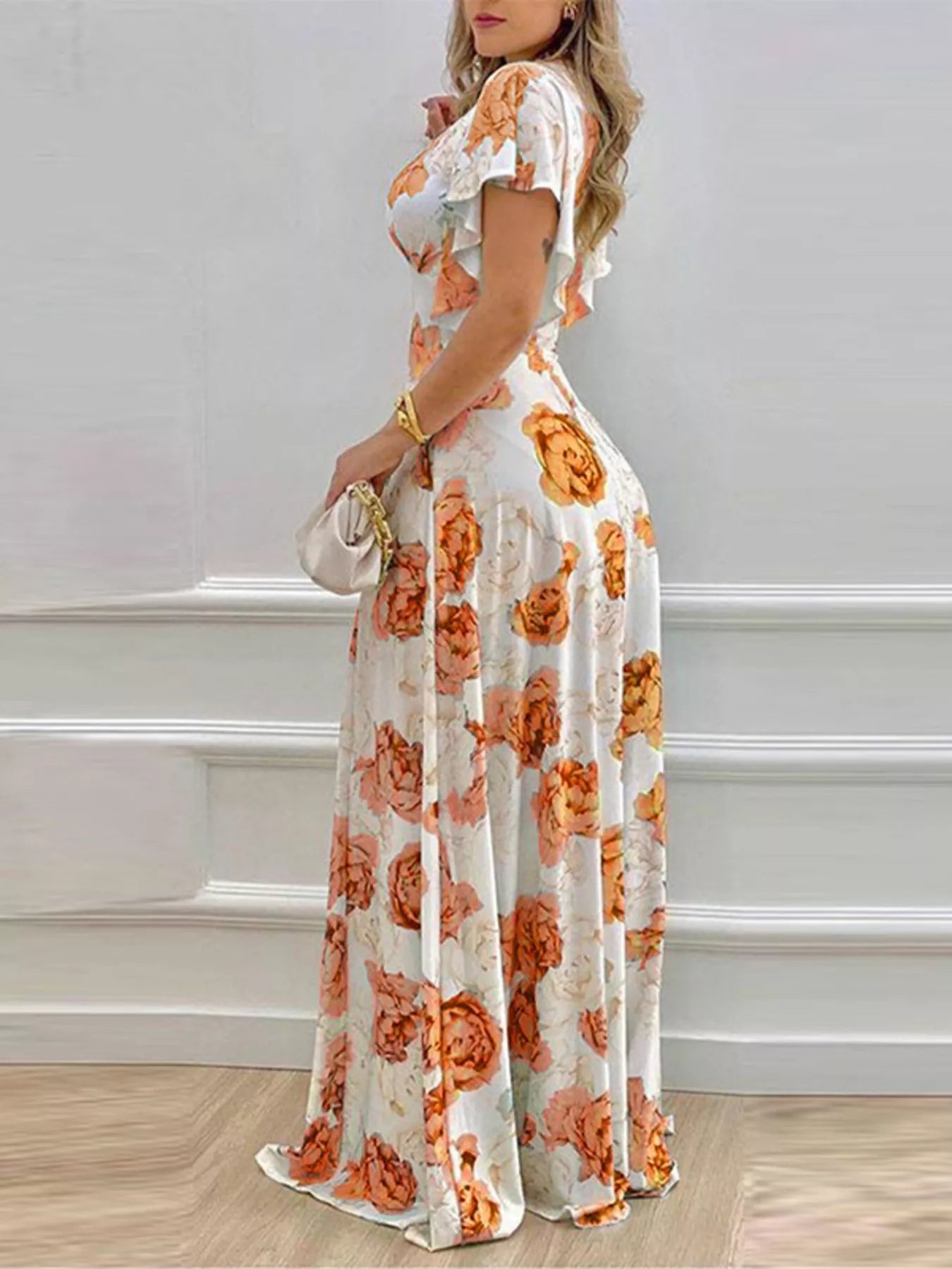 Valentina Floral Maxi Dress Teal 9