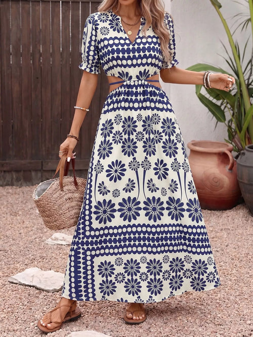 Celestine Floral Cutout Maxi Dress Navy Blue 1