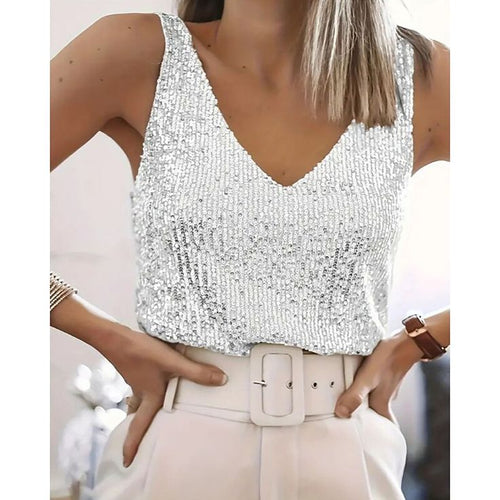 Valentina Sequin V-Neck Top Black 1