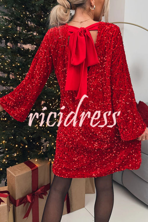 Margot Velvet Sequin Mini Dress Red 1