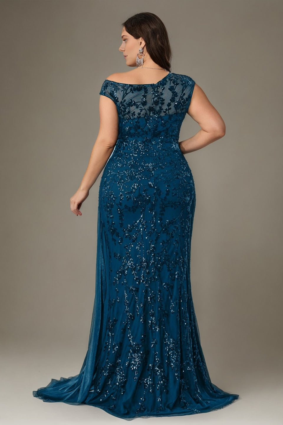 Margot Sequin One-Shoulder Dress in Navyblue Navyblue 8