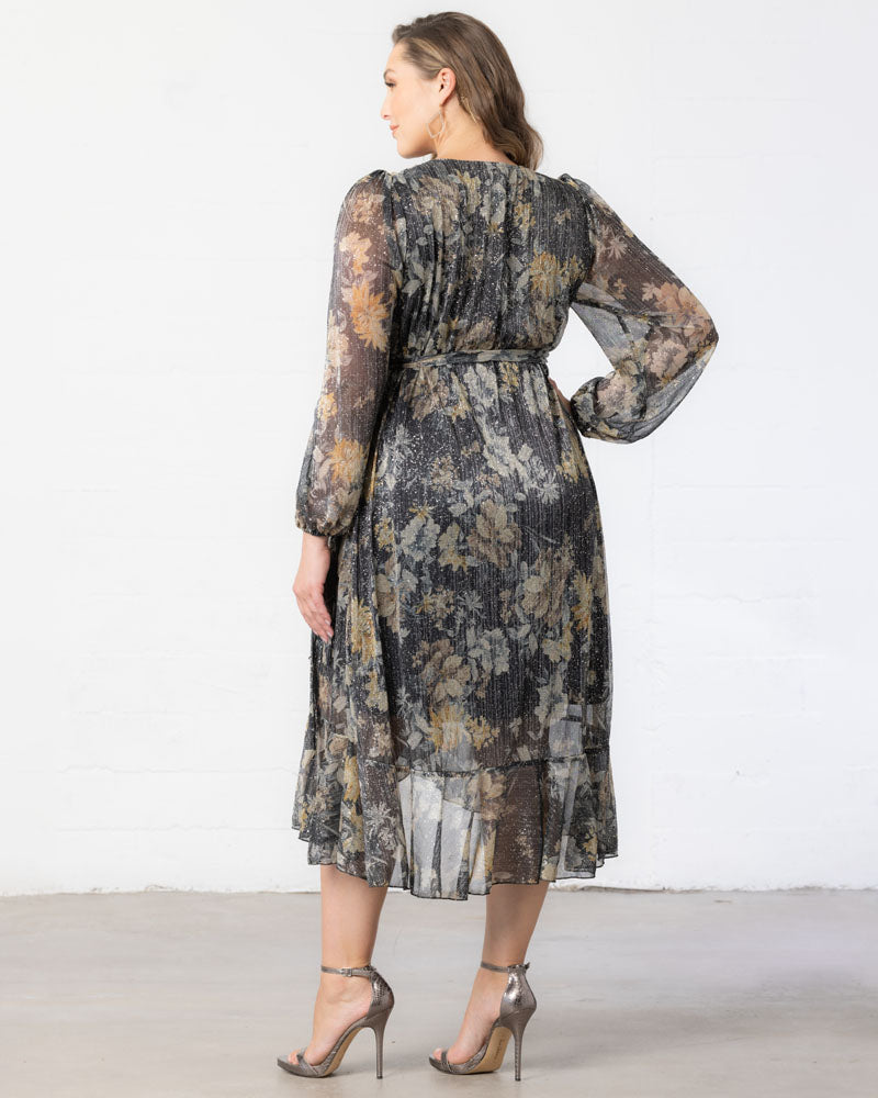 Celestine Metallic High-Low Cocktail Dress Lilac Floral Print 2