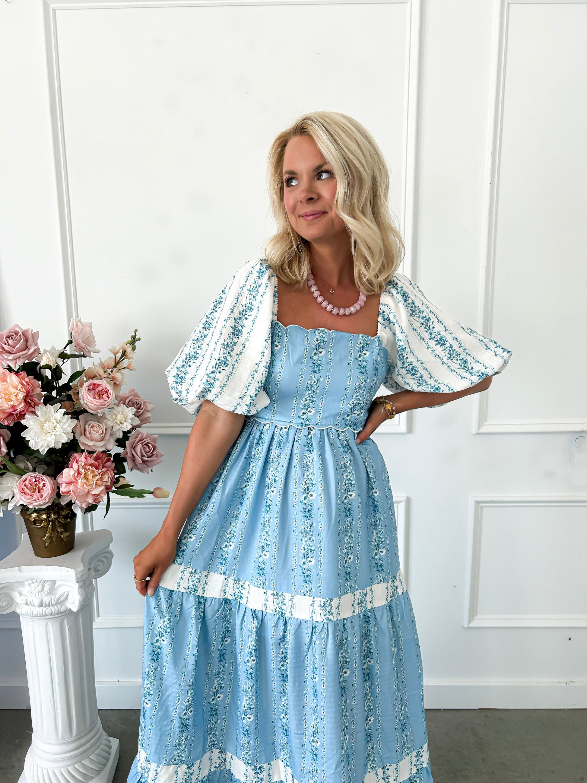 Arabella Blue Floral Maxi Dress 3