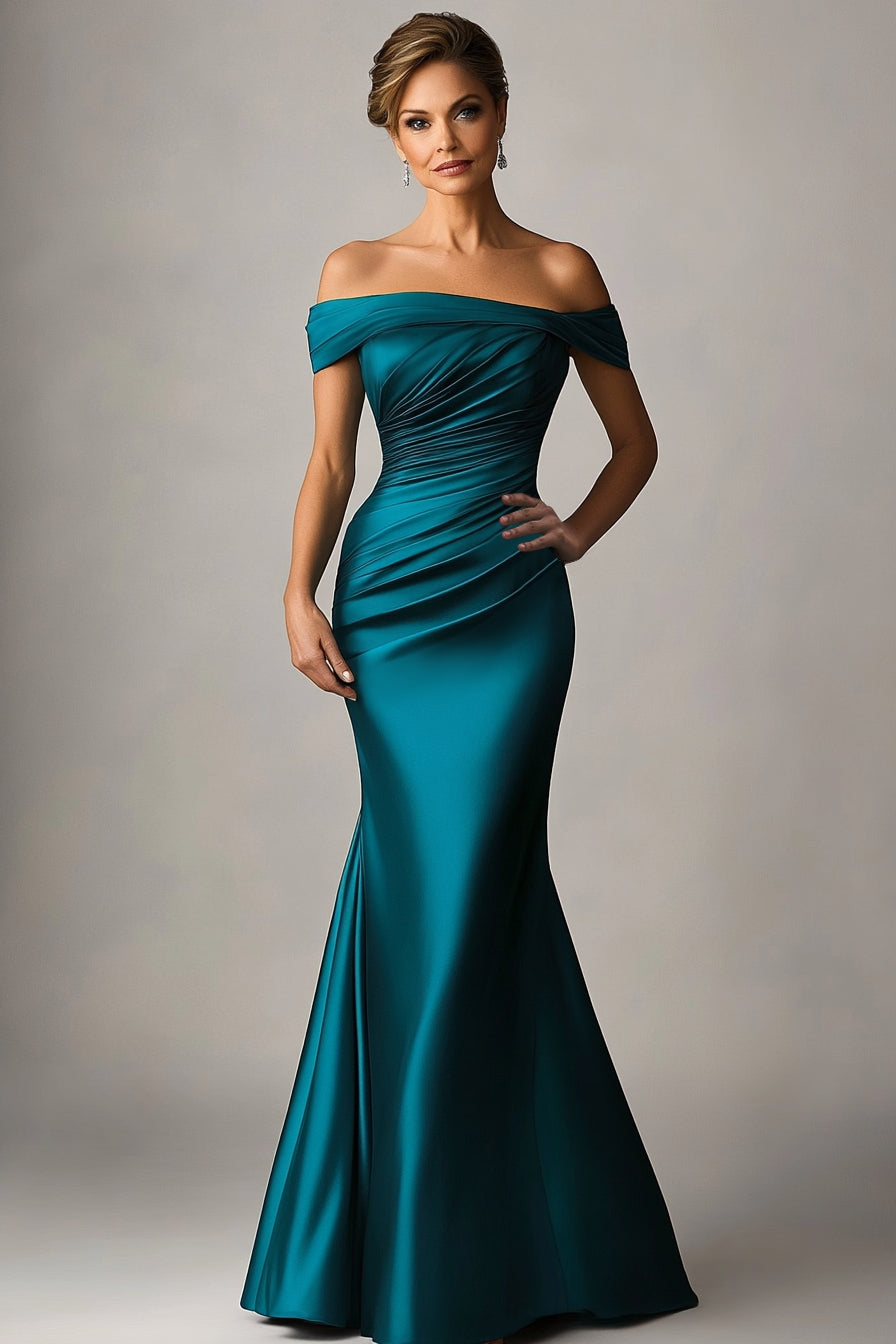 Ophelia Satin Mermaid Dress Dark Green 1