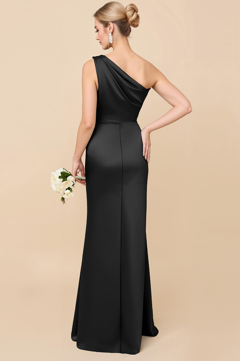 Adelaide Satin One-Shoulder Dress Dark Blue 6