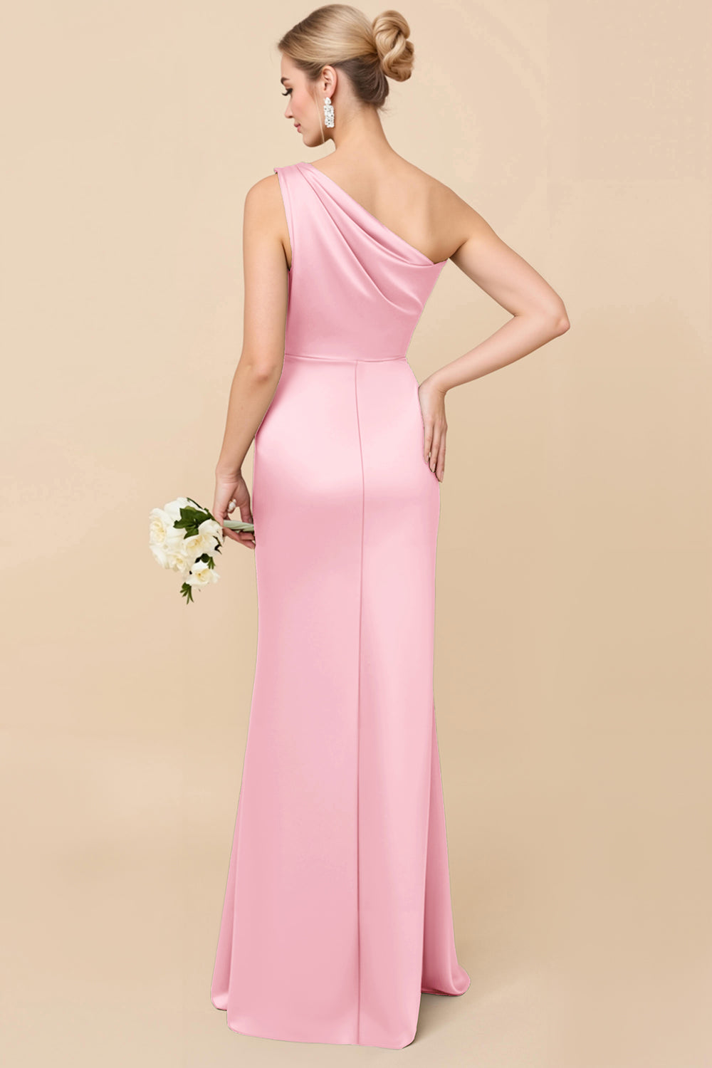 Adelaide Satin One-Shoulder Dress Dusty Blue 8