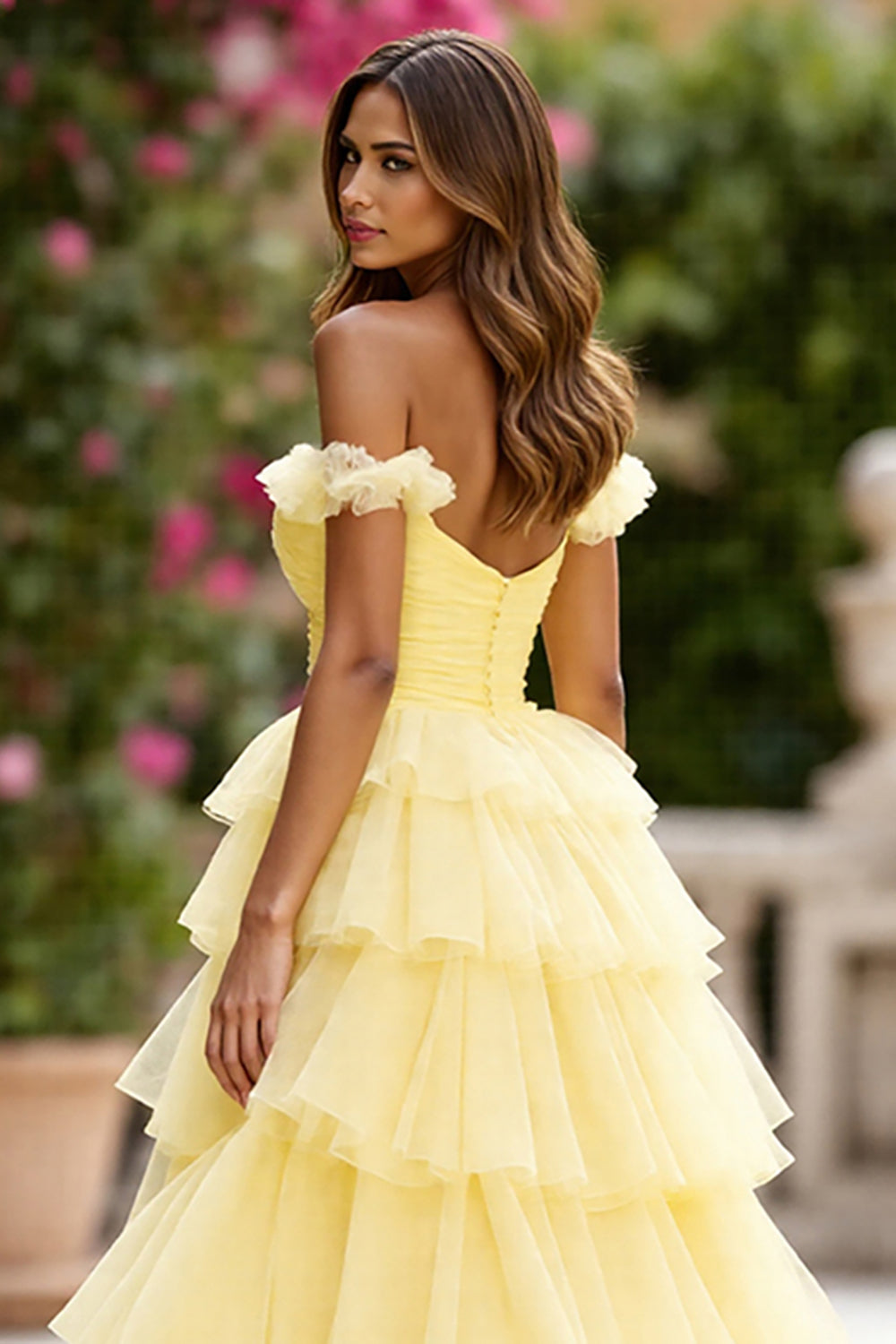 Margot Off-Shoulder Tiered Maxi Dress Yellow 4