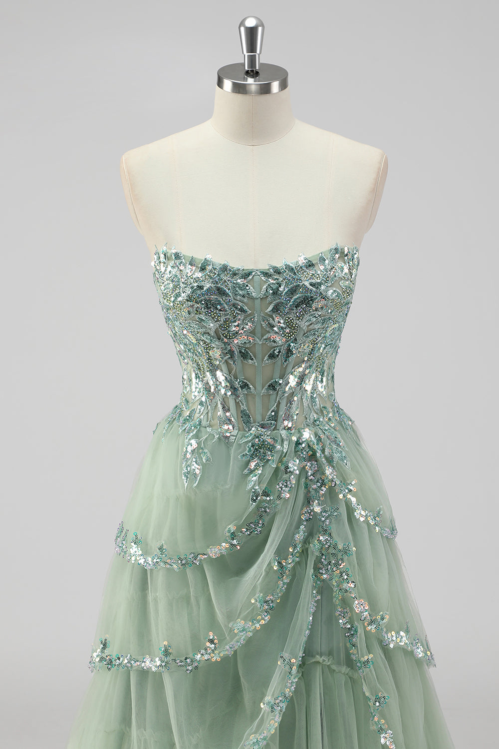 Violetta Sequin Tiered Gown Lavender 6