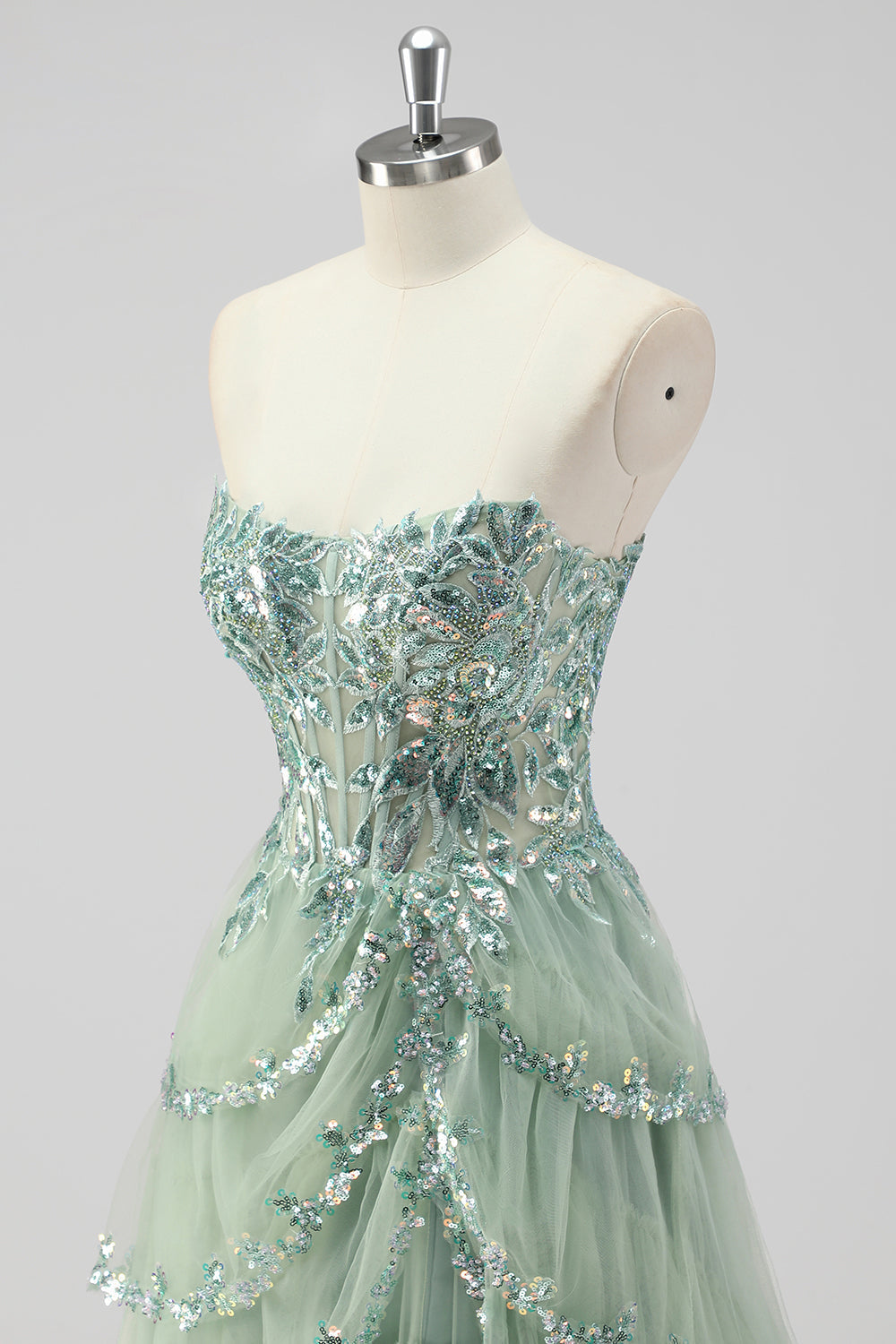 Violetta Sequin Tiered Gown Lavender 8