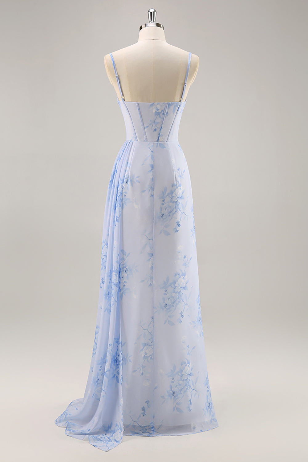 Margot Floral Ruched Corset Dress Blue 2
