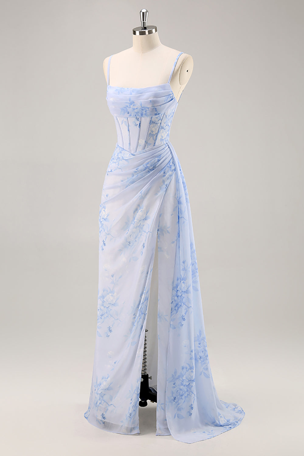 Margot Floral Ruched Corset Dress Blue 5
