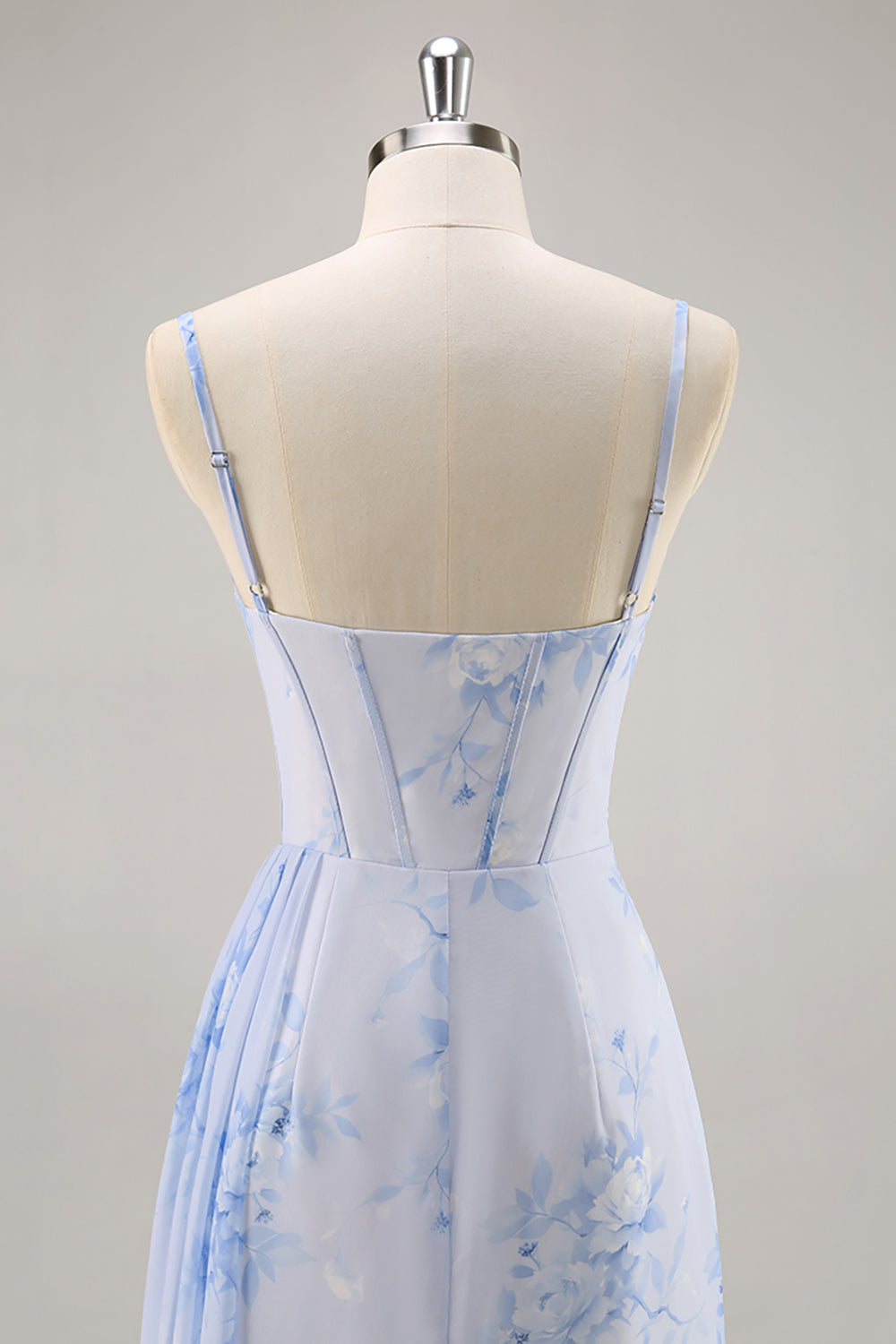 Margot Floral Ruched Corset Dress Blue 7