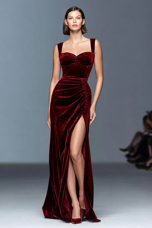 Margot Velvet A-Line Dress Line Velvet Ruched Long Formal Dress 1