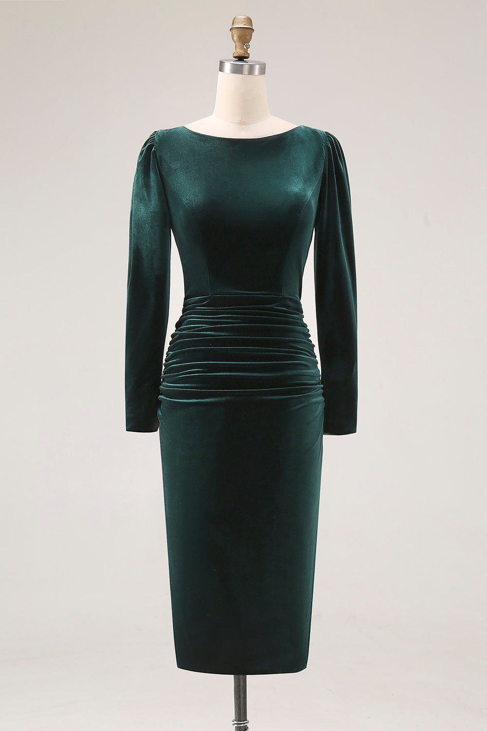 Margot Velvet Bodycon Midi Dress Dark Green 34