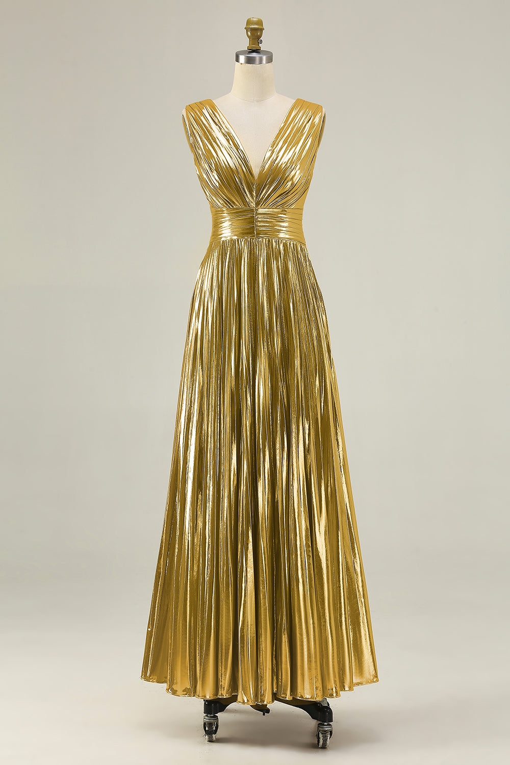 Valentina Gold Metallic Pleated Gown Fuchsia 3