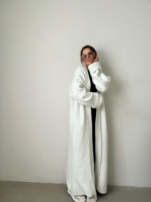 Margot Oversized Cable Knit Cardigan White 1