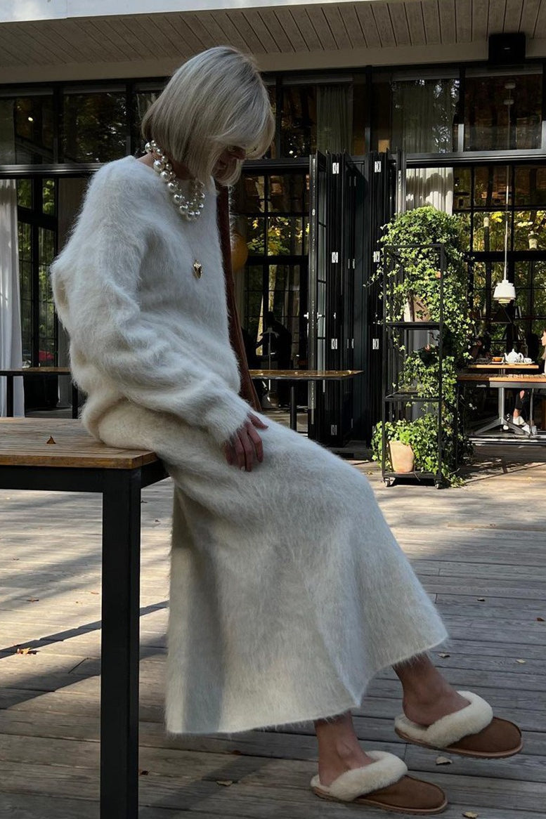 Isabelle Knit Midi Set in Cream White 8