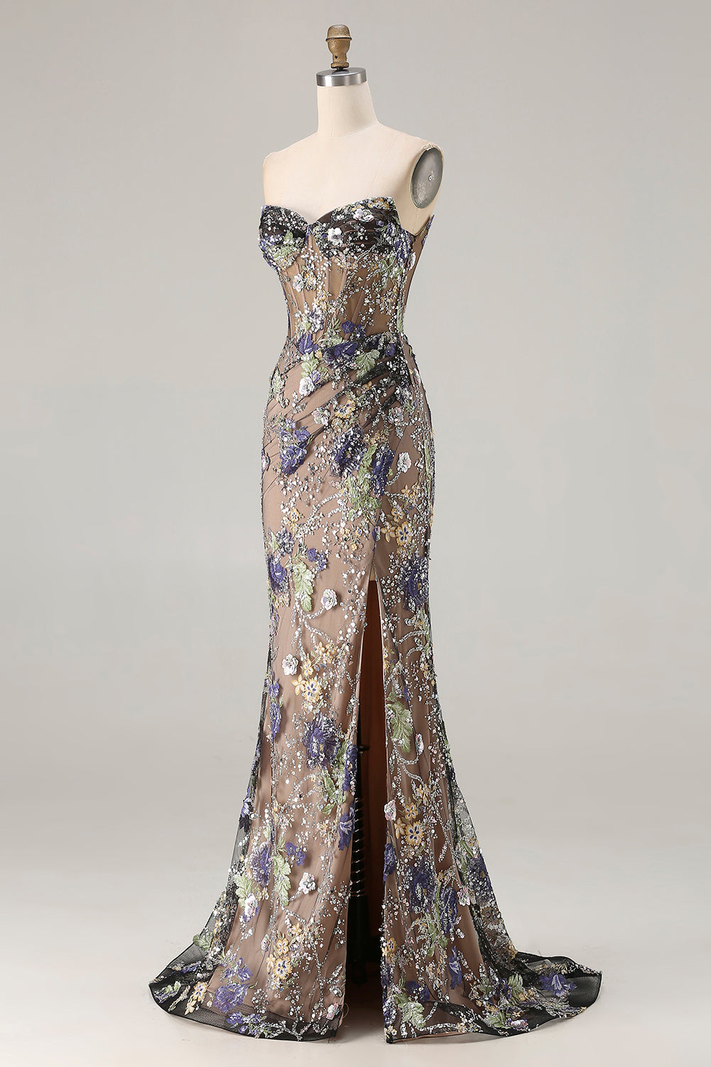 Valentina Sequin Mermaid Gown Blue 6