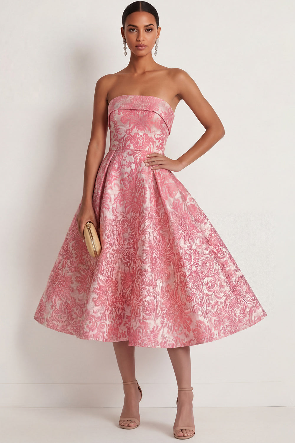Isabelle Jacquard Floral Ball Gown Blush 1