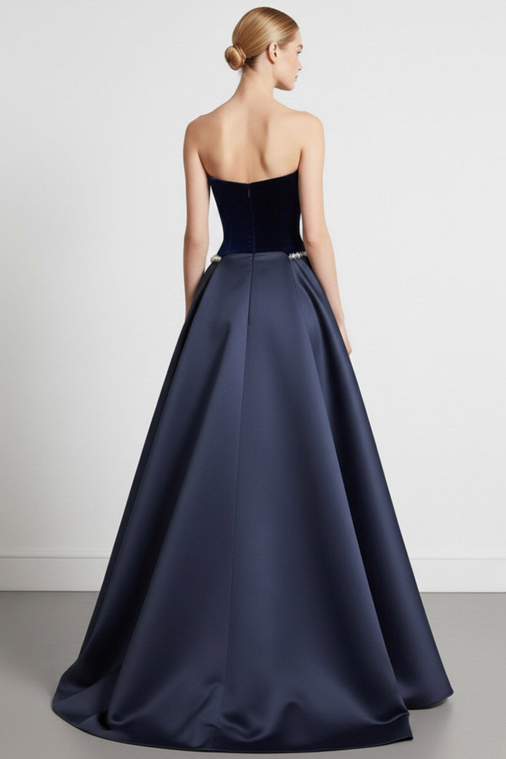 Arabella Velvet Cape Gown Navy 2