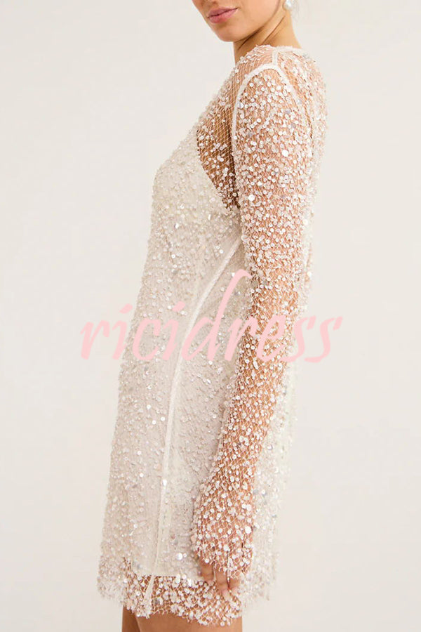 Celestine Sequin Mini Dress White 5