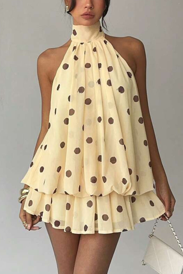Valentina Chiffon Halter Mini Dress Black 1
