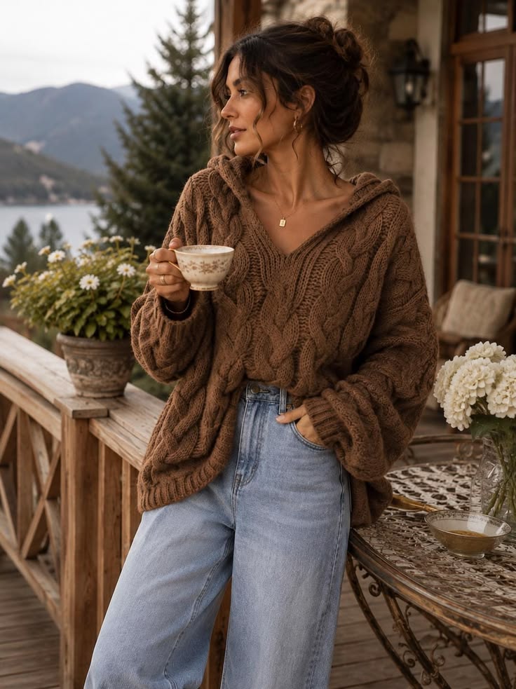 Margot Cable Knit Hoodie Multi 1