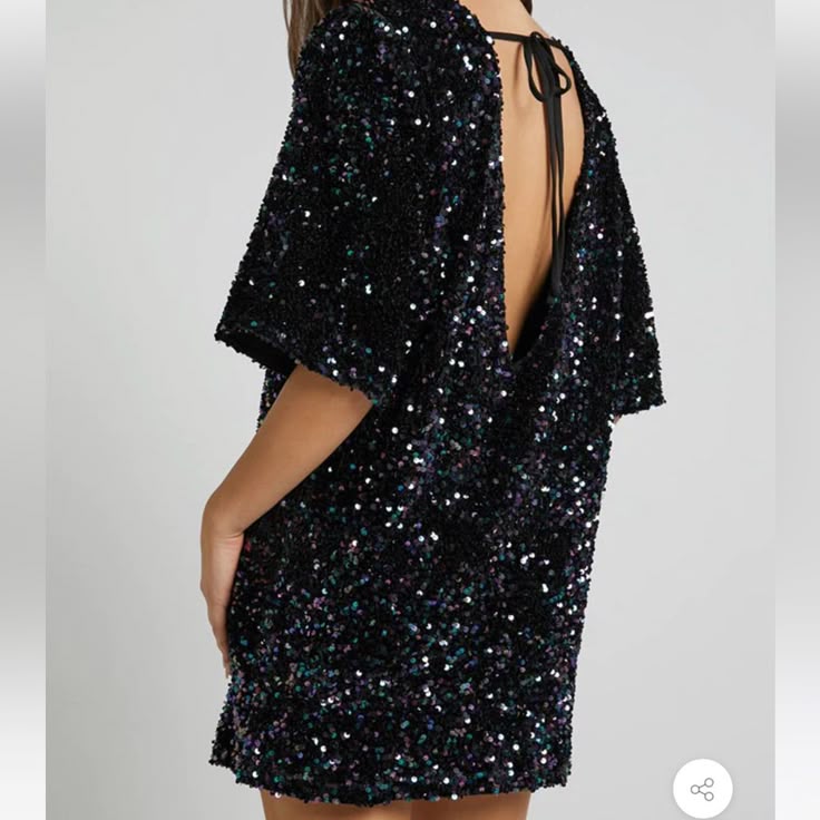 Bianca Sequin Mini Dress Black 1