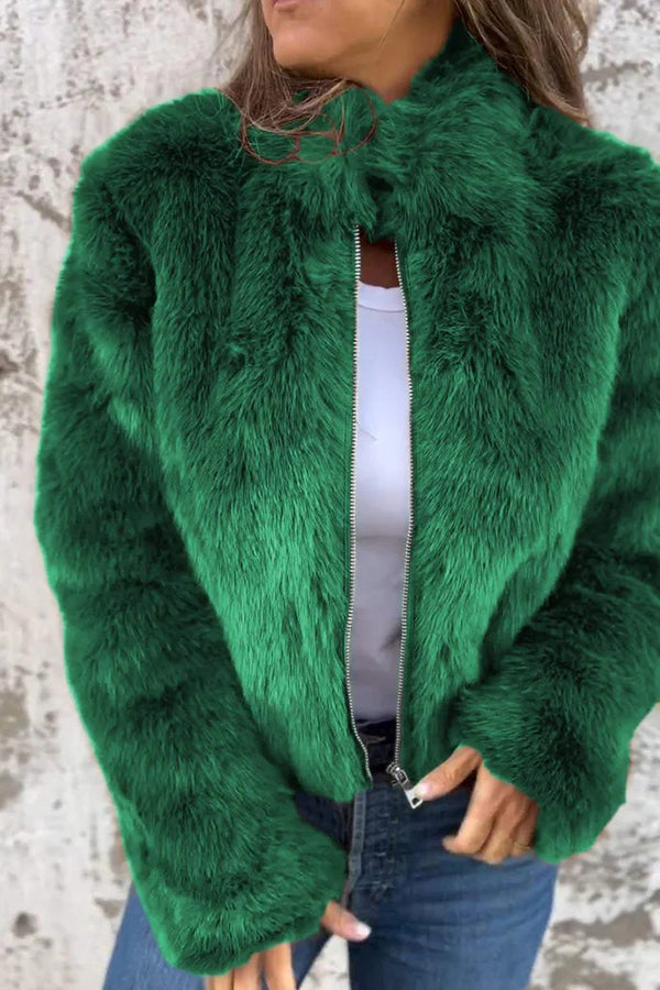 Margot Faux Fur Turtleneck Jacket Black 5