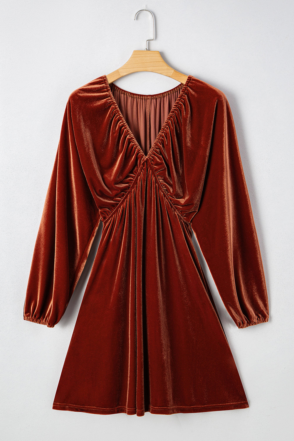Rosalie Velvet Puff-Sleeve Dress Clay 7