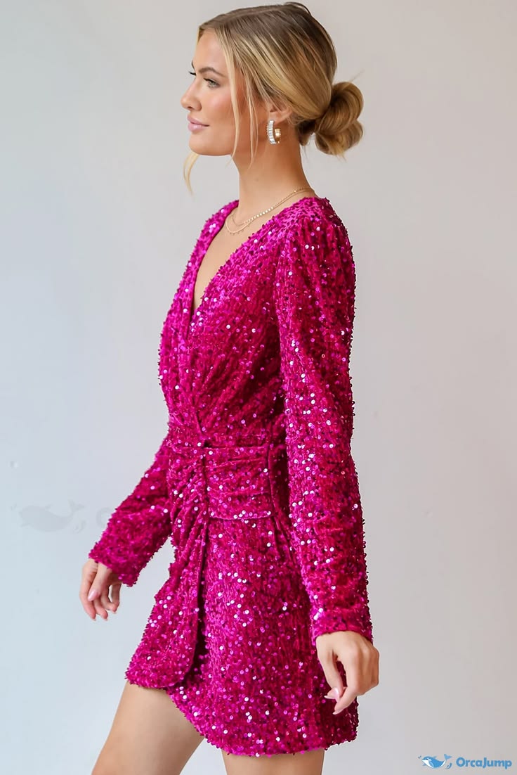 Vivienne Sequin Mini Dress Pink 1