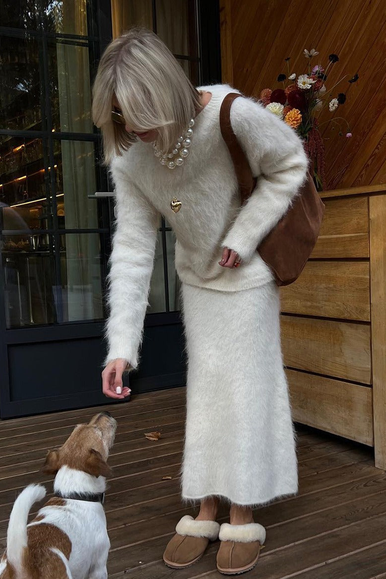 Isabelle Knit Midi Set in Cream White 5