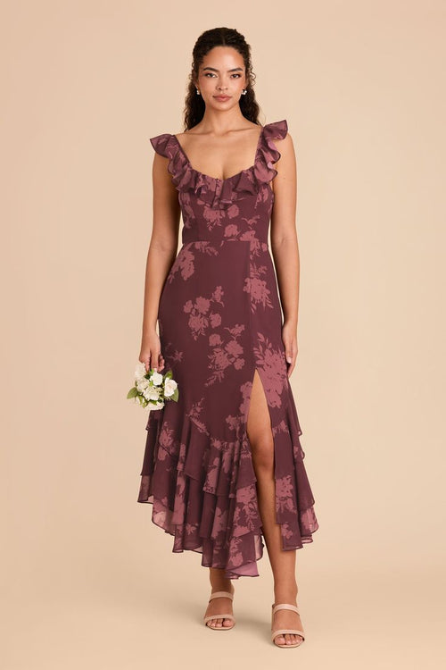 Ginny Sangria Chiffon Midi Dress Grey 1