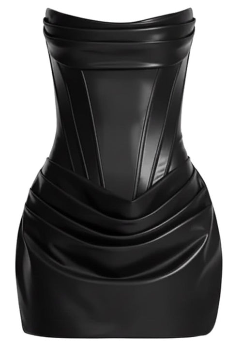 Nova Corset Faux Leather Dress Black 1