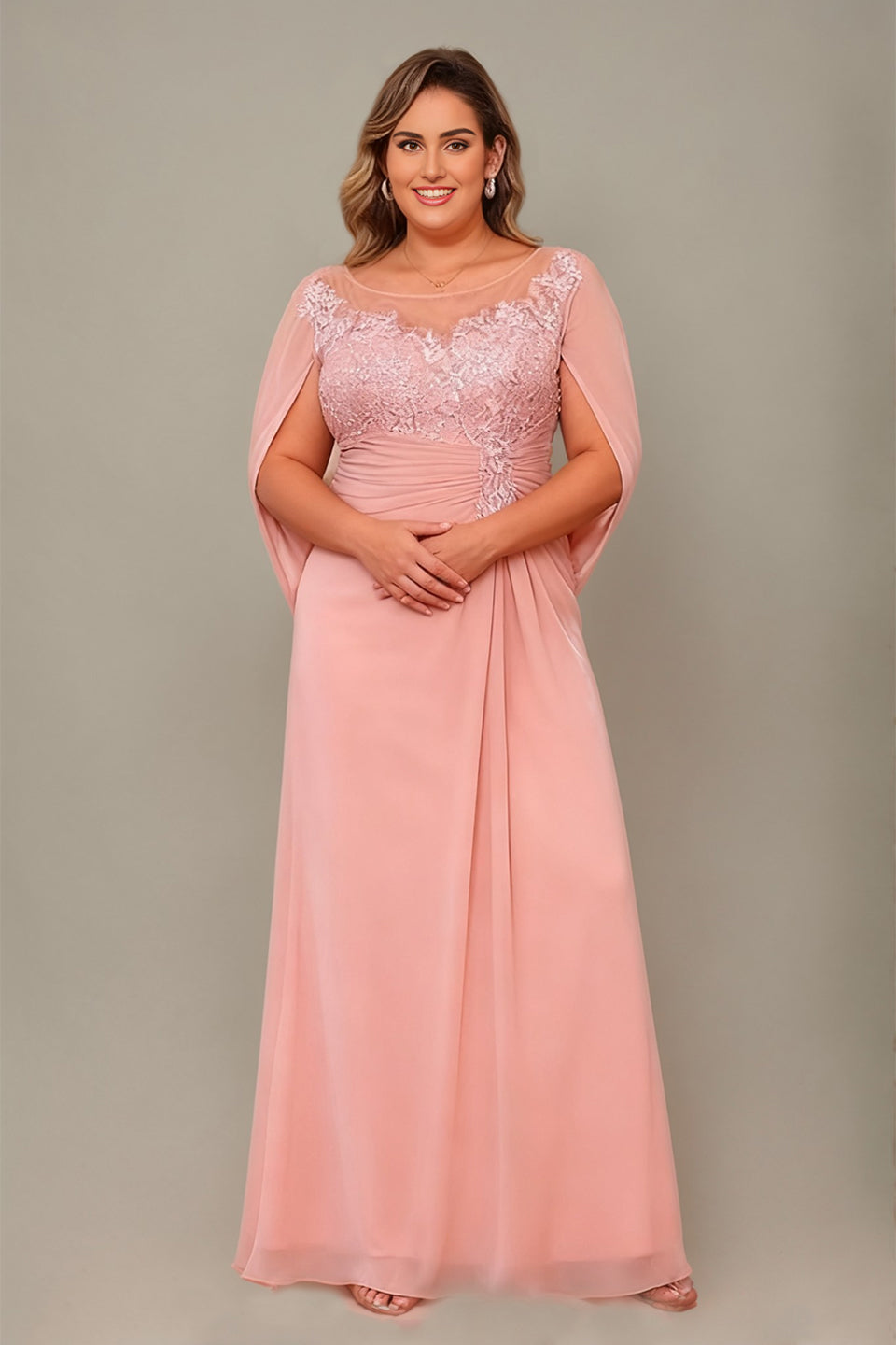 Arabella Floral Appliqué Cape Maxi Dress Blue 4