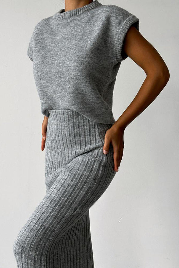 Celeste Ribbed Knit Midi Set Ash 8