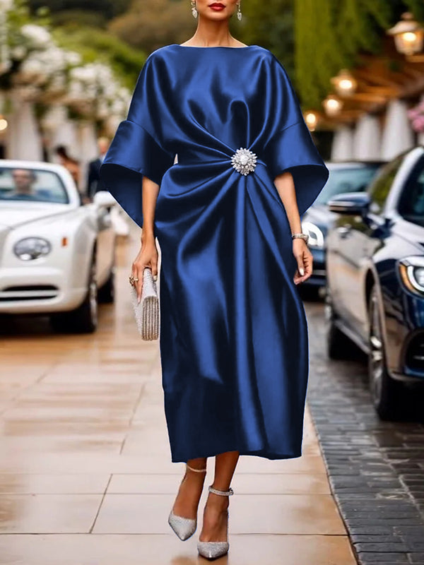 Margot Pleated Asymmetric Maxi Dress Neck Maxi Dresses 2