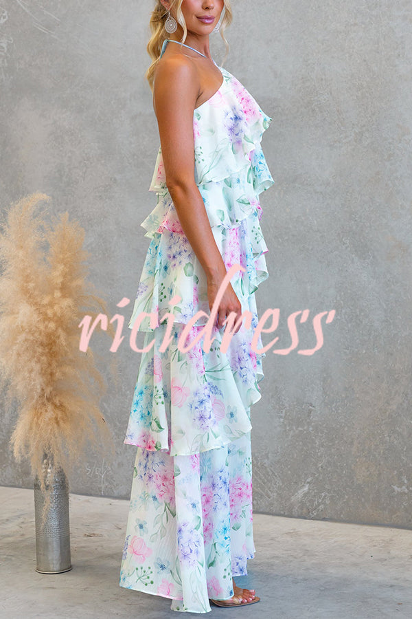 Eden Chiffon Floral Maxi Dress Pink 4