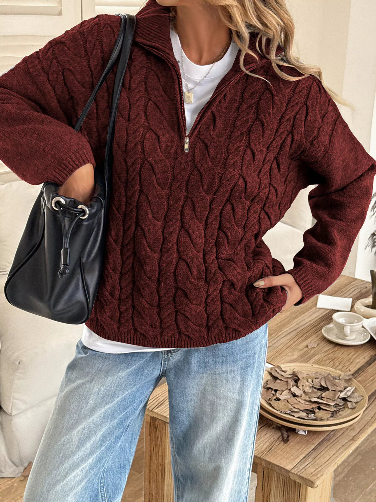 Margot Cable-Knit Sweater Dark Blue 6