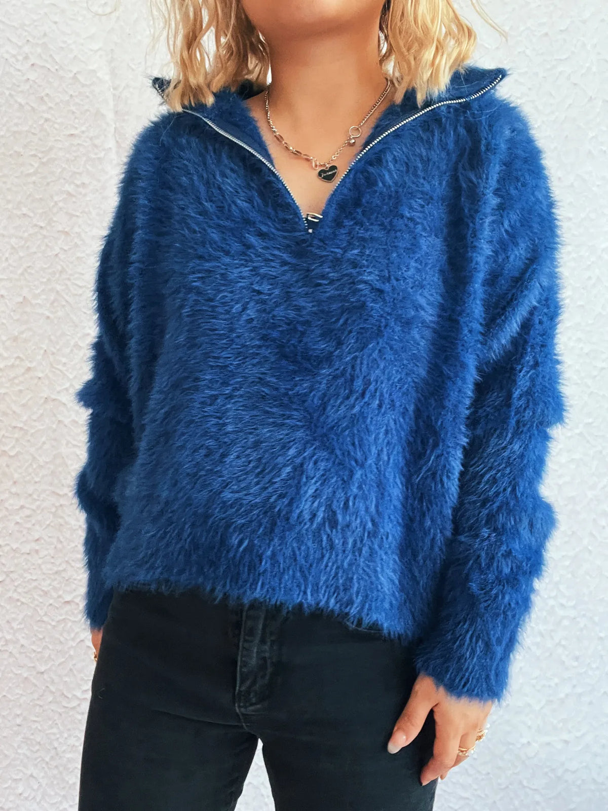 Sabine Half-Zip Knit Sweater Blue 5