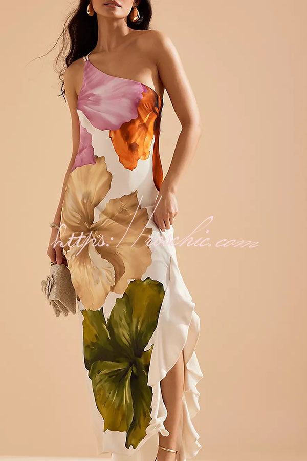 Margot Floral One-Shoulder Maxi Dress White 9