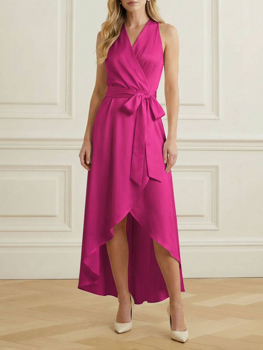 Valentina High-Low Ruffle Maxi Dress JUJUBE RED 5
