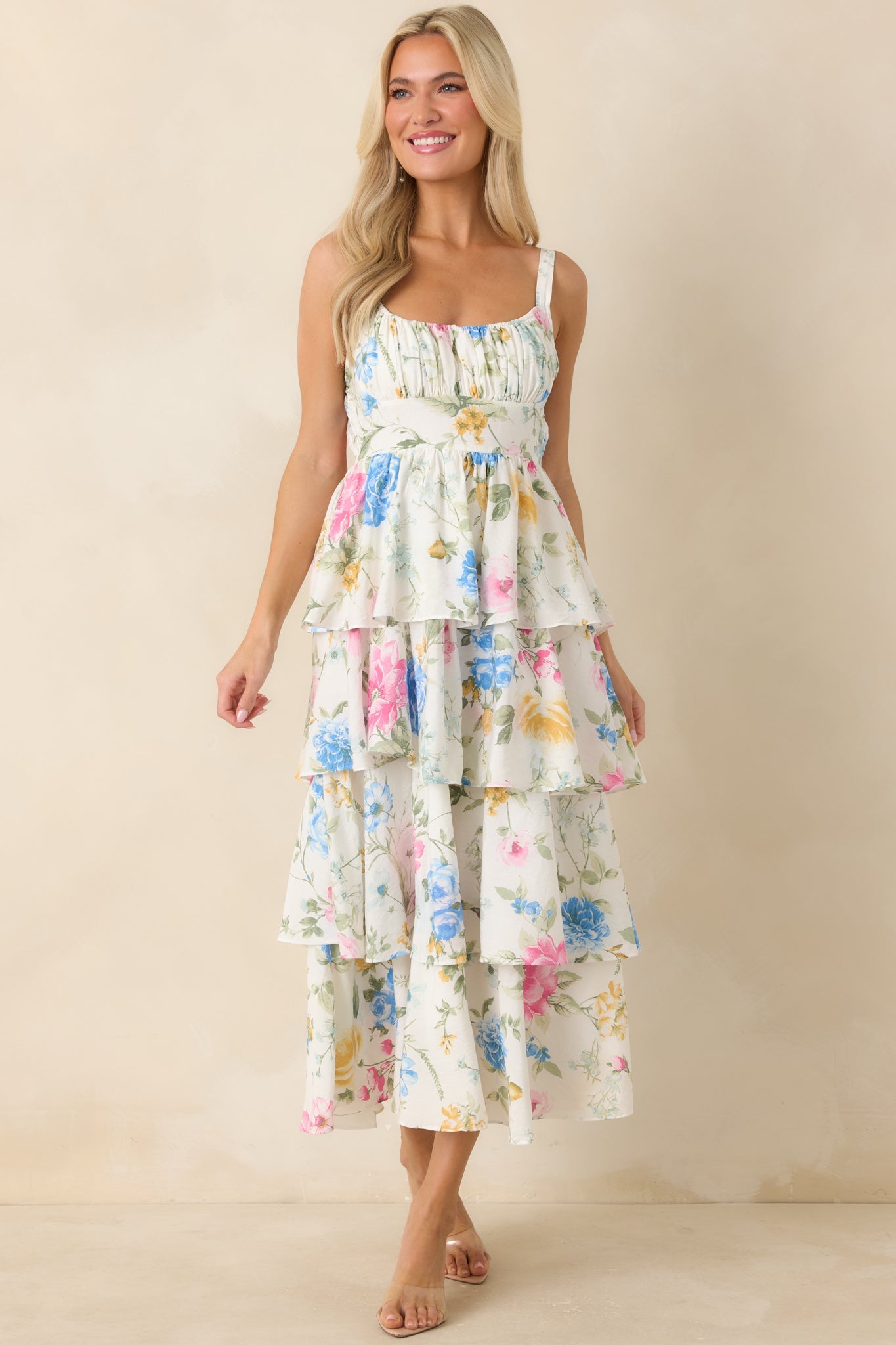 Celeste Floral Maxi Dress White 3
